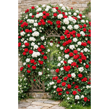 Duo Climbing Rose 'Pure Passion' - White and Red Climbing Rose