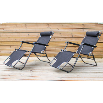 Pair of 2-in-1 Garden Reclining Sun Loungers / Chairs