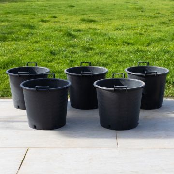 Heavy Duty Black Container Pots - Ideal Planters for Fruit Trees - Pack of 5