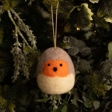 Hanging Wool Robin - Christmas Tree Decoration 