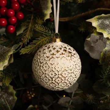 Gold Relief Glass Bauble - Christmas Tree Decoration - Pack of 12