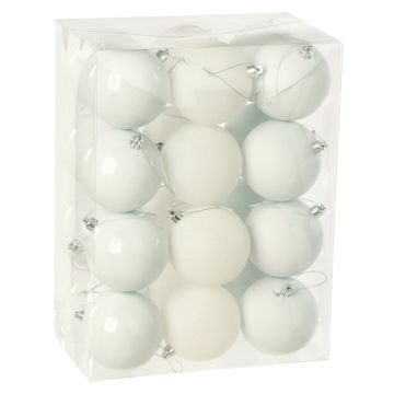 Christmas Tree Decorations - White bauble selection - Pack of 24