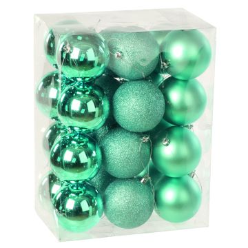 Christmas Tree Decorations - Blue bauble selection - Pack of 24