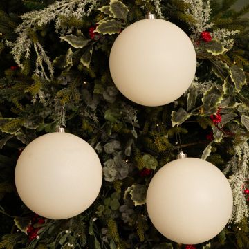 White Glitter Baubles - Pack of 3 - Christmas Tree Decoration