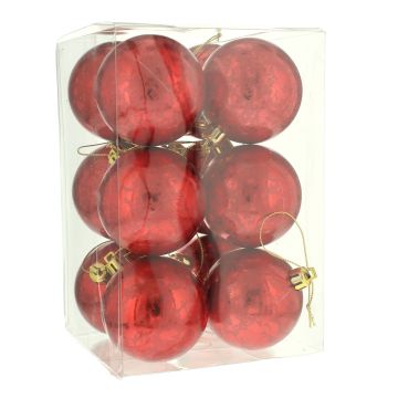 Christmas Tree Decorations - Traditional Red Baubles - Pack of 12