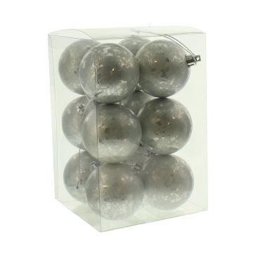 Christmas Tree Decorations - Silver Baubles  - Pack of 12