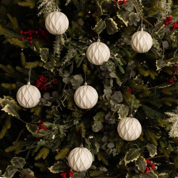 White Diamond Baubles - Christmas Tree Decoration - Pack of 9