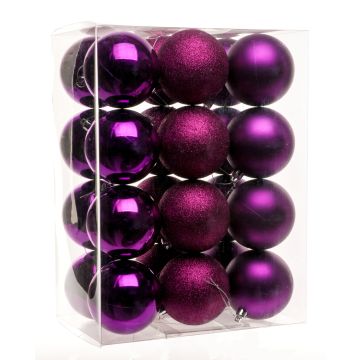 Plum Baubles - Christmas Tree Decoration - Pack of 24