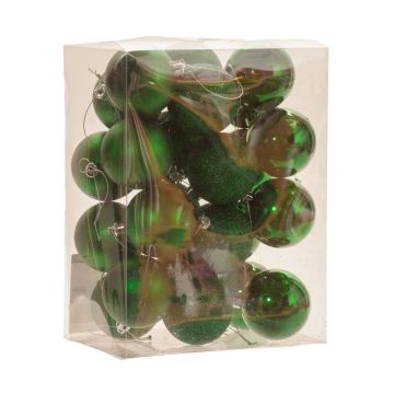 Christmas Tree Decorations - Rich Green Baubles - Pack of 24