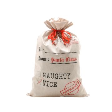 WINTER SALE - Naughty or Nice Hessian Christmas Present Sack