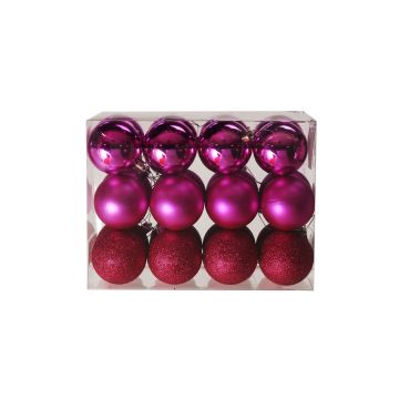 Fuschia Baubles - Christmas Tree Decoration - Pack of 24