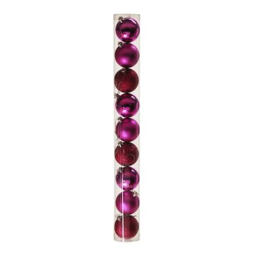 Christmas Tree Decorations - Fuchsia Baubles - Pack of 9
