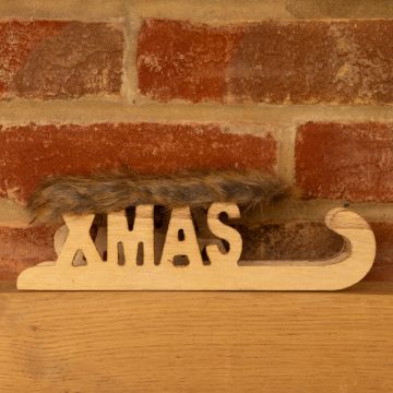 Rustic Wooden Sleigh - Christmas Table Decoration
