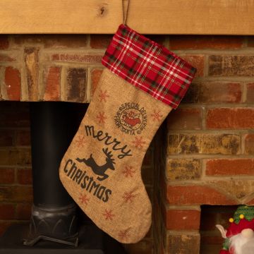 Hessian Tartan Christmas Stocking - Christmas Decoration