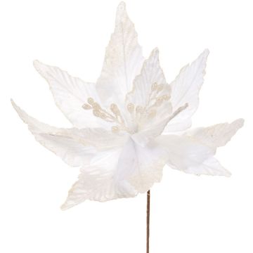Christmas Floristry Decoration  - White Velvet Poinsettia single stem