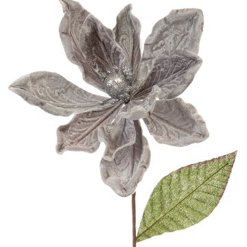 Christmas Floristry Decoration  -  Silver Velvet Magnolia Stem