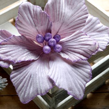 Christmas Floristry Decoration  -  Lilac Velvet Magnolia Stem