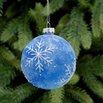 Christmas Tree Decorations -  Blue Frost Snowflake Bauble
