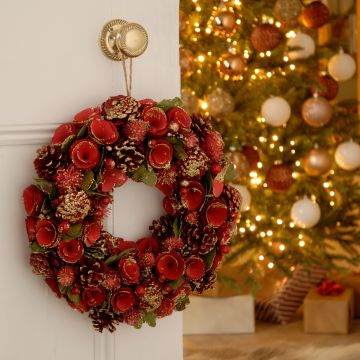 Christmas Wreath - Red Rose and Berries
