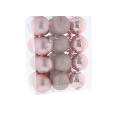 Christmas Tree Decorations - Assorted Light Pink Baubles  - Pack of 24