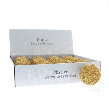 WINTER SALE - Christmas Tree Decorations - Gold Glitter Baubles - Pack of 12