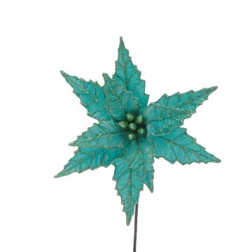 Christmas Floristry Decoration - Turquoise Velvet Poinsettia
