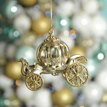 Christmas Decoration - Gold Glitter Carriage