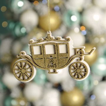 Christmas Decoration - Gold & White Carriage