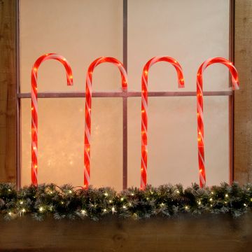 SPECIAL CHRISTMAS DEAL - Christmas Outdoor Lighting - Candy Cane Stake Lights - Set of 4