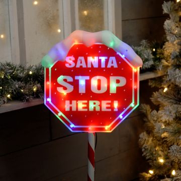 SPECIAL CHRISTMAS DEAL - Christmas Outdoor Lighting - Santa Stop Here Pathfinder Light - 100cm