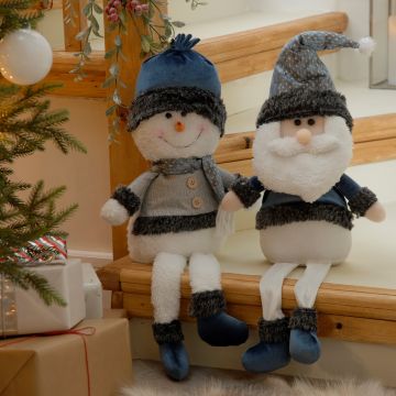 WINTER SALE - Christmas Decoration -  Santa or Snowman Dangly Legs
