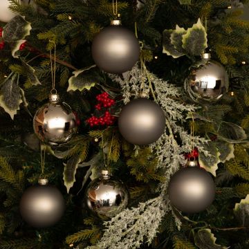 Silver Glass Baubles - Pack of 12 - Christmas Tree Decoration