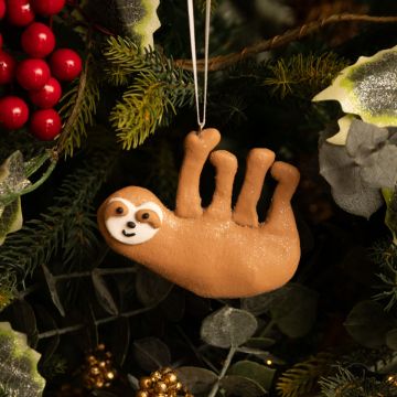 Brown Claydough Sloth - Christmas Tree Decoration 