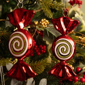 Glitter Candy Ornaments - 6 Pack - Christmas Tree Decoration