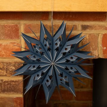 Hanging Blue Foldable Paper 3D Star - Christmas Tree Decoration