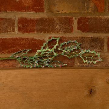 Green Glitter Holly Stem - Christmas Decoration