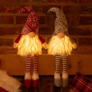 LED Light Dangly Legs Scandinavian Gonks - Christmas Decoration - Pack of 2
