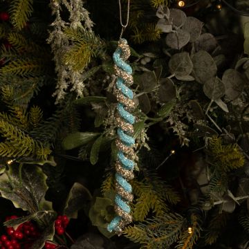 Blue and Silver Twist Drop - Christmas Tree Decoration 