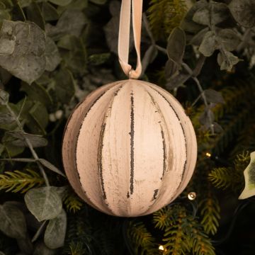 Wooden Light Pink Bauble - Christmas Tree Decoration 