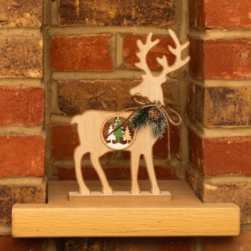 Wooden Reindeer with Tree - Christmas Decoration