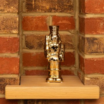 LED Gold Porcelain Nutcracker - Battery Operated - Christmas Decoration