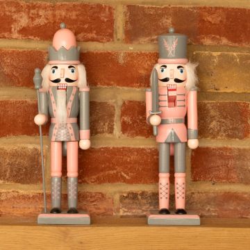 Blush Pink and Silver Nutcrackers - Christmas Decoration - Pack of 2