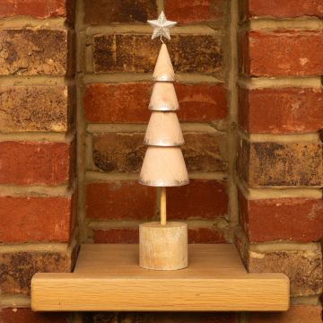 Pink Wooden Tree with Star - Christmas Table Decoration 