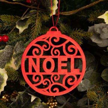Hanging Red Laser Cut 'NOEL' Disc - Christmas Decoration