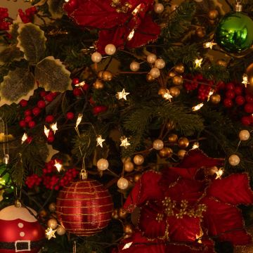 50 Warm White Timer Star Lights - Battery Operated - Christmas Decoration