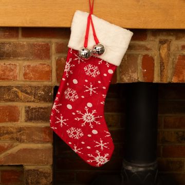 Classic Red and White Snowflake Stocking - Christmas Decoration