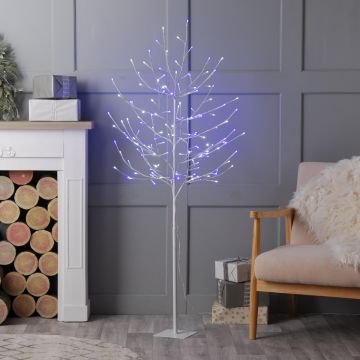 Blue and White LED Glow Worm Twig Tree - 90cm - Christmas Decoration