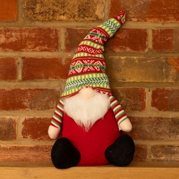 LED Light Red and Green Sitting Gonk - Christmas Home Decor 