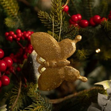 Gold Glitter Butterfly - Christmas Tree Decoration 