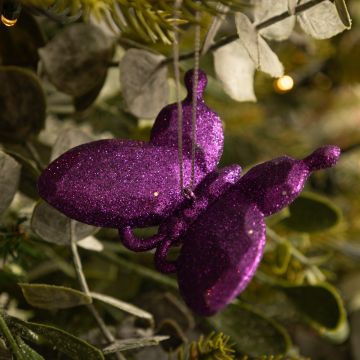 Purple Glitter Butterfly - Christmas Tree Decoration 